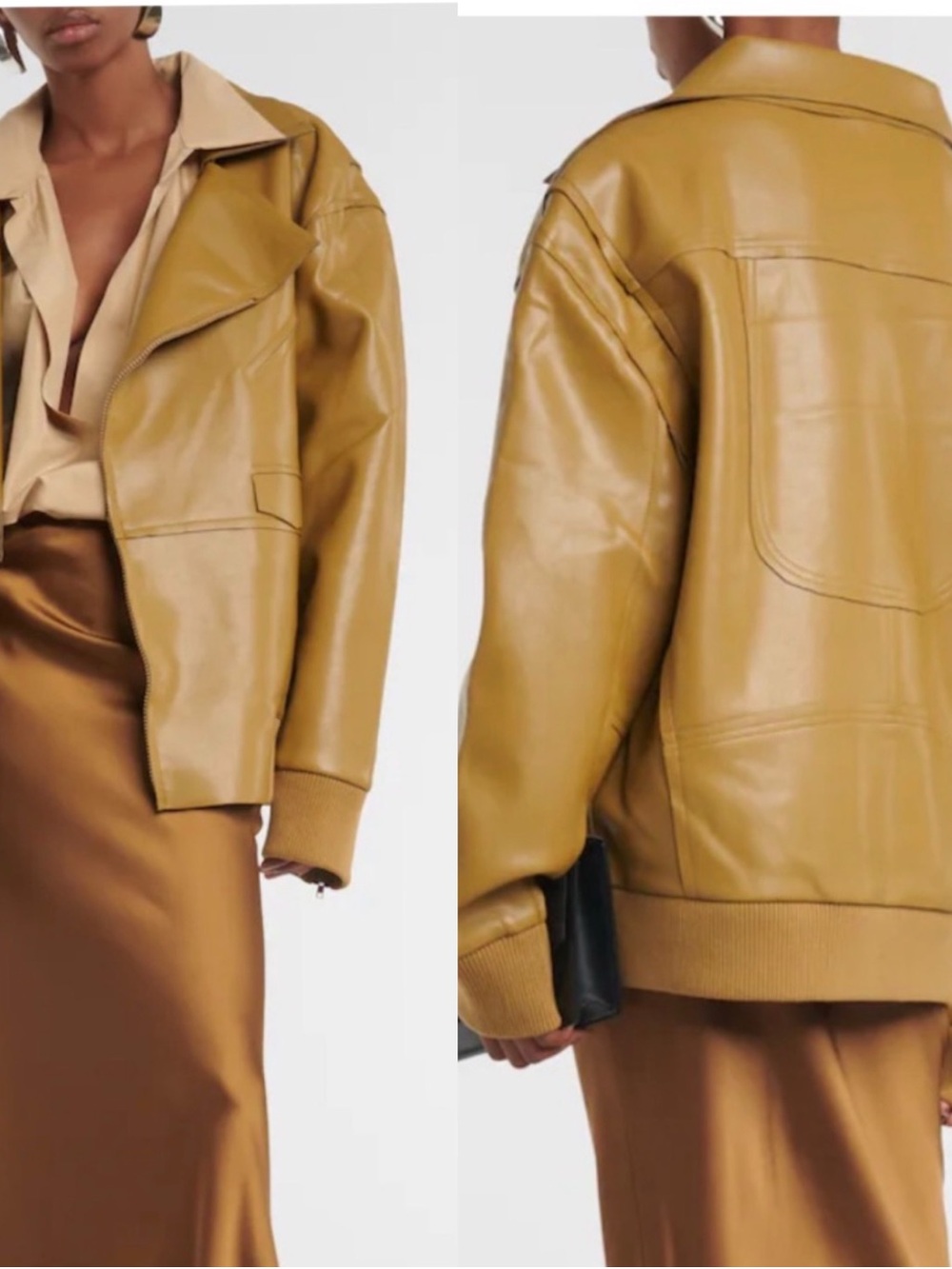 Norma Kamali NWT Oversized Moto Jacket Faux Leather in Asparagus - XS / 34
